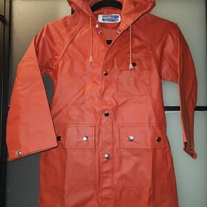 Vintage Cloudburst Bright Red Hooded Raincoat, Size 6. Gender Neutral